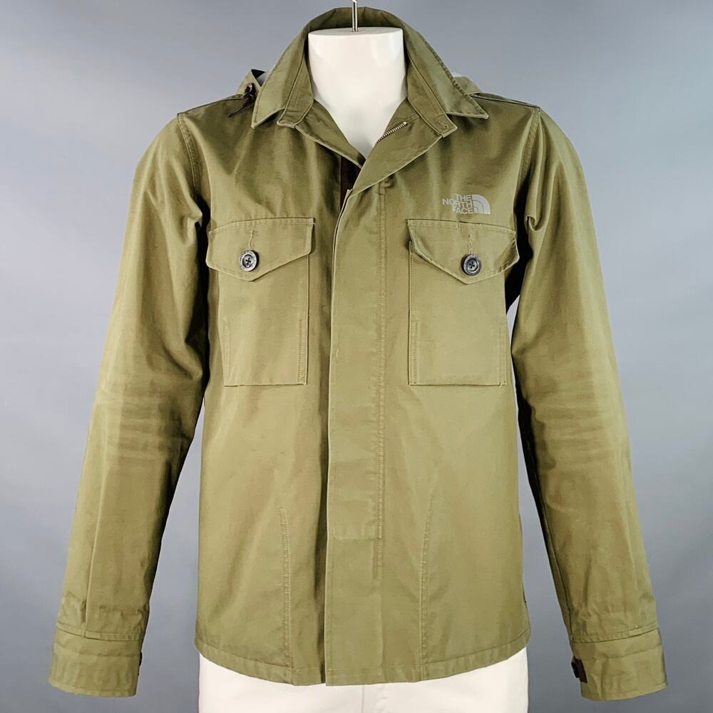 FW17 Green Olive Cotton Nylon Rain Resistant Zip Buttons Jacket